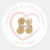 お互いのナッツかわいいカップルの結婚式の引き出物 ラウンドシール (正面)