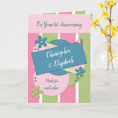 お互いの1周年をピンク色で描き合う カード (黄色い花)