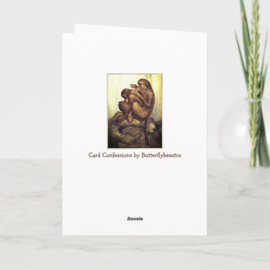 お互いをグルーミングする猿が面白くてロマンチックでかわいい カード (裏面)