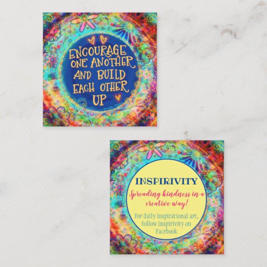 「お互いを励まし合う」インスピレーションやさしいカード スクエア名刺 (正面/裏面)