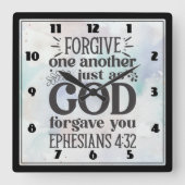 お互いを許し合う スクエア壁時計 (正面)