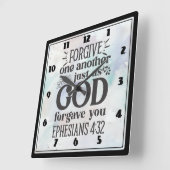 お互いを許し合う スクエア壁時計 (傾斜)