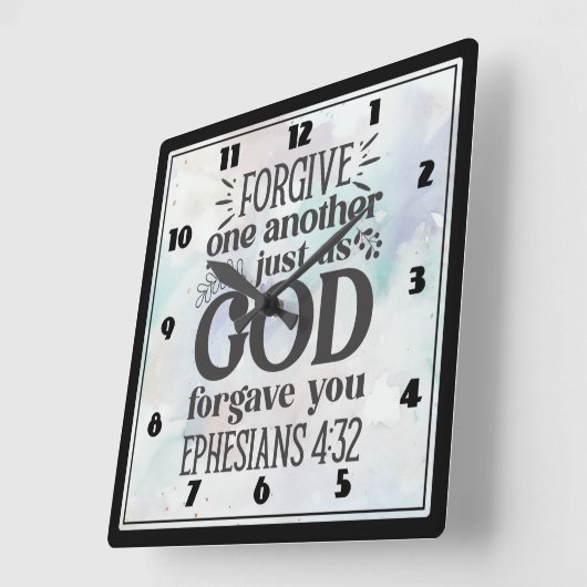 お互いを許し合う スクエア壁時計 (傾斜)