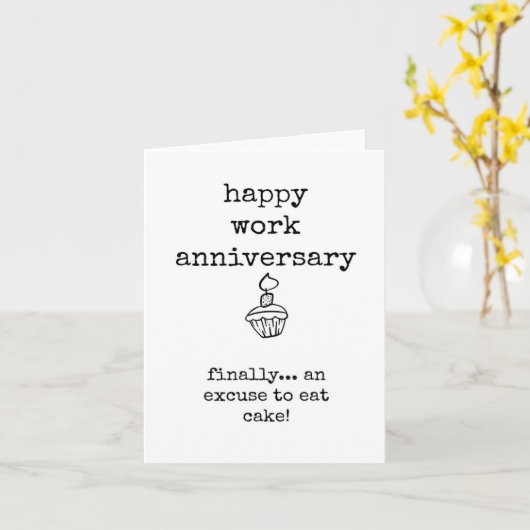 お仕事の記念日、ケーキの言い食べ訳 カード (黄色い花)