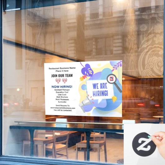 お仕事募集中！チームに参加しよう カスタム ウィンドウサイン (カフェ窓)