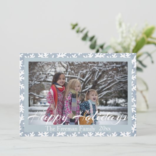 お休みの季節のモダンなカリグラフィー写真 シーズンカード (スタンド正面)