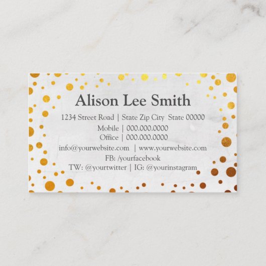 お会いできてうれしかったです!金ゴールド点 名刺 (裏面)