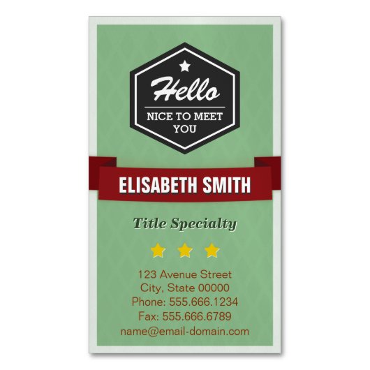 お会いできて嬉しい – モダンヴィンテージ スタイリッシュ マグネット名刺 (正面縦)