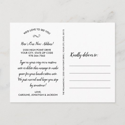 お住まいの写真の新しいアドレスを移動しました ポストカード (裏面)