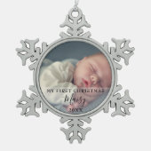 お使いのお気に入りのベビーフォト初めてのクリスマス スノーフレークピューターオーナメント (正面)