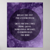 お使いのお気に入りの引用文紫のアートワークグランジの円 ポスター (正面)