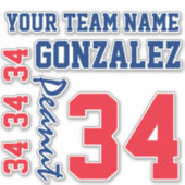 お使いのカスタムチームスピリットのジャージー番号シール シール (正面)