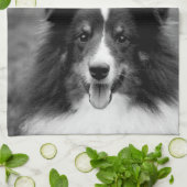 お使いのカスタムフォトフォトとフェイクブルーの大理石のテクスチャ キッチンタオル (折り畳み)