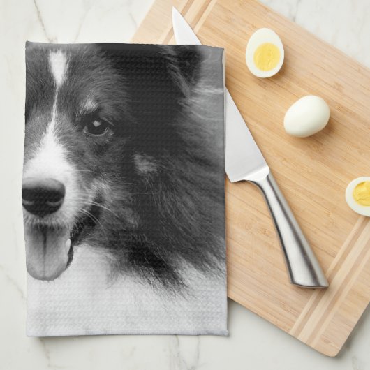 お使いのカスタムフォトフォトとフェイクブルーの大理石のテクスチャ キッチンタオル (四つ折り)