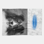 お使いのカスタムフォトフォトとフェイクブルーの大理石のテクスチャ キッチンタオル (横)