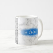 お使いのカスタムフォトフォトとフェイクブルーの大理石のテクスチャ コーヒーマグカップ (正面右)