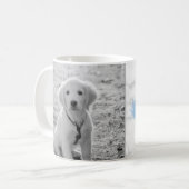 お使いのカスタムフォトフォトとフェイクブルーの大理石のテクスチャ コーヒーマグカップ (正面左)