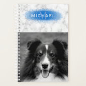 お使いのカスタムフォトフォトとフェイクブルーの大理石のテクスチャ プランナー手帳 (正面)