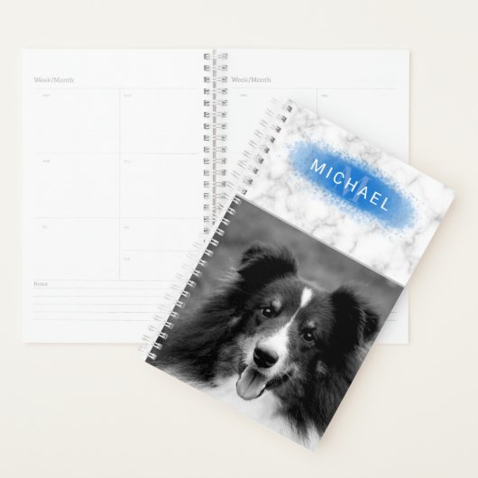 お使いのカスタムフォトフォトとフェイクブルーの大理石のテクスチャ プランナー手帳 (ディスプレー)