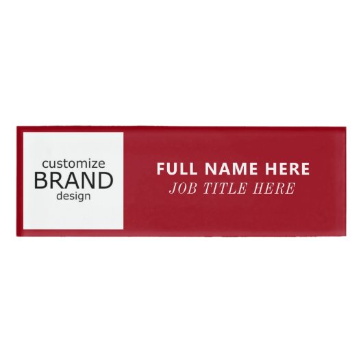 お使いのカスタムロゴBurgundy & White Title Magnetic 名札 (正面)
