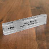 お使いのカスタムロゴSilver Steelデスクトップ名プレート デスクネームプレート (側面)