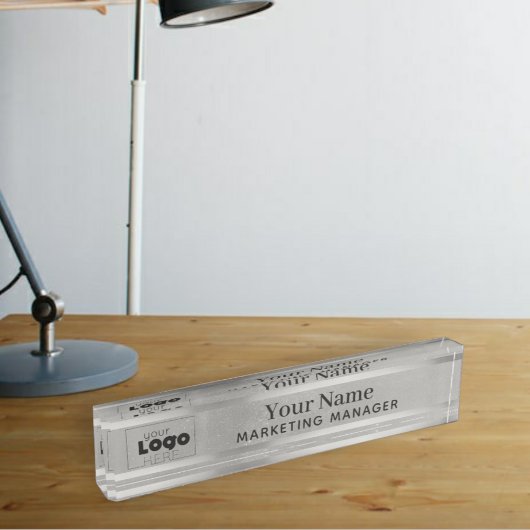 お使いのカスタムロゴSilver Steelデスクトップ名プレート デスクネームプレート