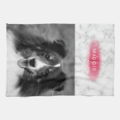 お使いのカスタム写真とフェイクピンクの大理石のテクスチャ キッチンタオル (横)