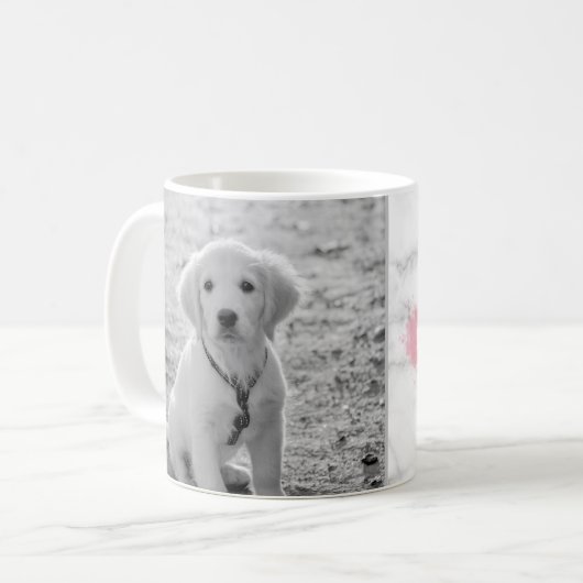 お使いのカスタム写真とフェイクピンクの大理石のテクスチャ コーヒーマグカップ (正面左)