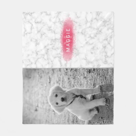 お使いのカスタム写真とフェイクピンクの大理石のテクスチャ フリースブランケット (正面)