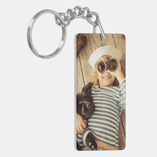お使いのカスタム写真の両面の四角形 キーホルダー (正面左)