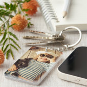 お使いのカスタム写真の両面の四角形 キーホルダー (正面右)