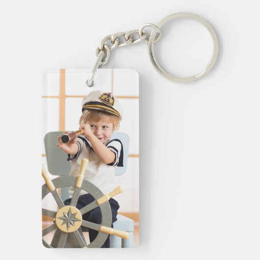 お使いのカスタム写真の両面の四角形 キーホルダー (裏面)