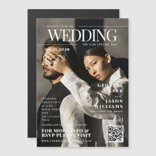 お使いのカスタム写真  雑誌表紙ユニーク結婚の マグネット招待状