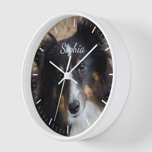 お使いのカスタム文字の写真と写真とカラークロック顔 壁時計 (傾斜)