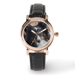 お使いのカスタム文字の写真と写真とカラークロック顔 腕時計