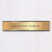 お使いのカスタム文字テンプレートブラック&金ゴールドエレガント サインプレート (正面)