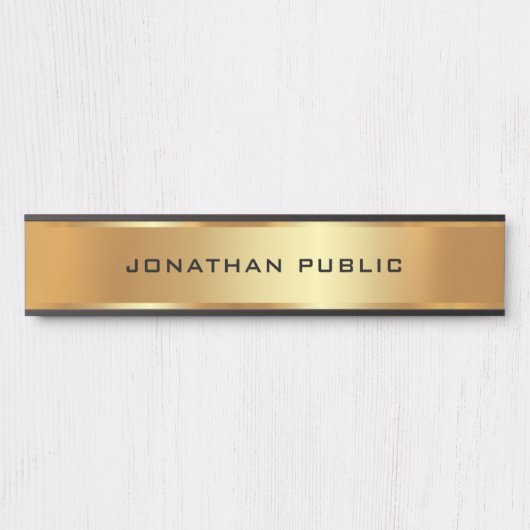 お使いのカスタム文字テンプレートブラック&金ゴールドエレガント サインプレート (正面)