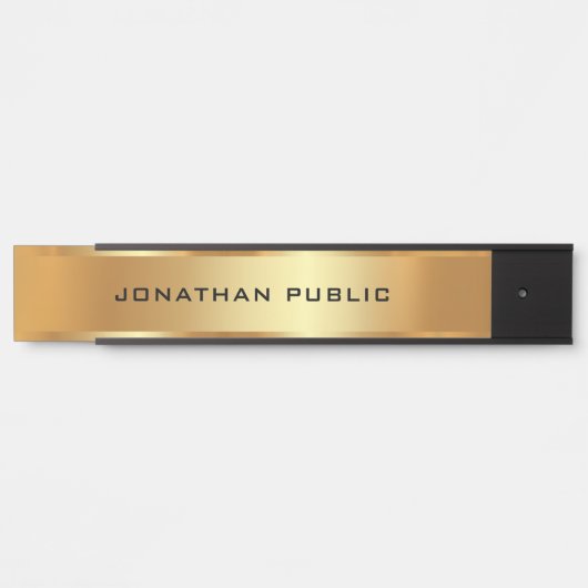 お使いのカスタム文字テンプレートブラック&金ゴールドエレガント サインプレート (正面)