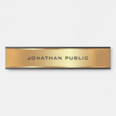 お使いのカスタム文字テンプレートブラック&金ゴールドエレガント サインプレート (正面)