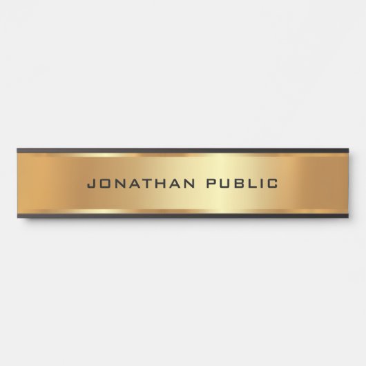 お使いのカスタム文字テンプレートブラック&金ゴールドエレガント サインプレート (正面)