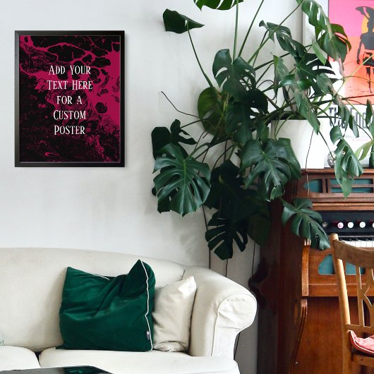 お使いのカスタム文字ブラック&ラズベリー大理石を追加 ポスター