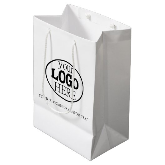 お使いのカスタム文字ロゴ ミディアムペーパーバッグ (正面アングル)
