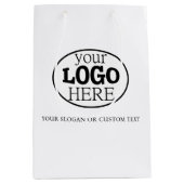 お使いのカスタム文字ロゴ ミディアムペーパーバッグ (正面)