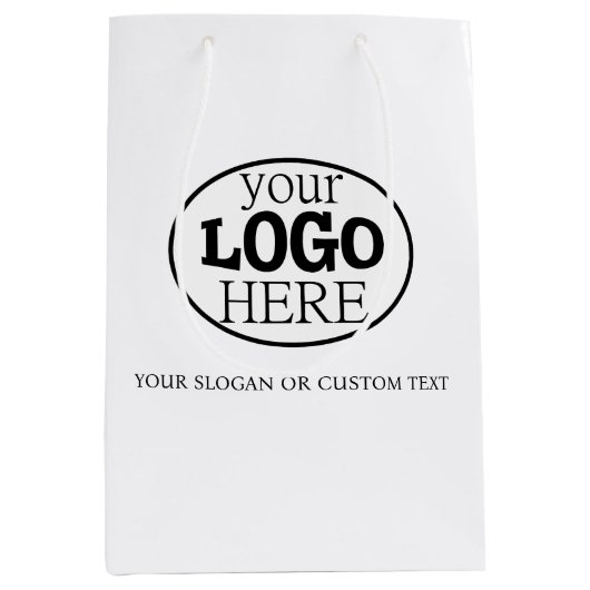 お使いのカスタム文字ロゴ ミディアムペーパーバッグ (正面)
