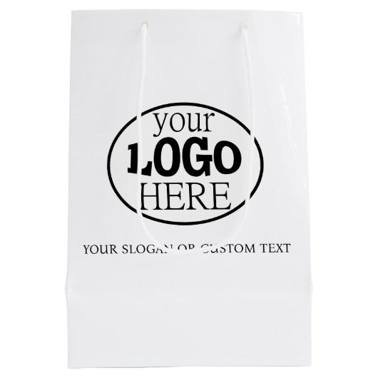 お使いのカスタム文字ロゴ ミディアムペーパーバッグ (裏面)