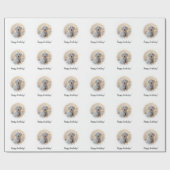 お使いのカスタム文字写真を丸い枠でテンプレート ラッピングペーパー (フラット)