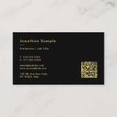 お使いのカスタム文字QRコードエレガントシンプル黒金ゴールド 名刺 (裏面)