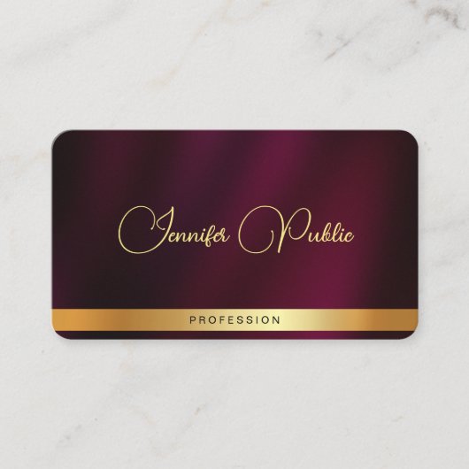 お使いのカスタム金ゴールドスクリプト名文字丸い角 名刺 (正面)