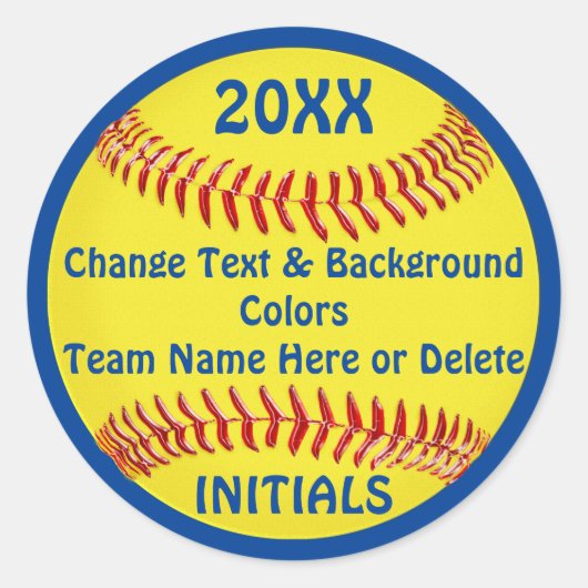 お使いのカラーと文字で安いソフトボールのシール ラウンドシール (正面)