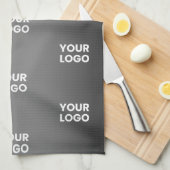 お使いのシンプルRepeatロゴ |黒とグレーのグラデーション キッチンタオル (四つ折り)